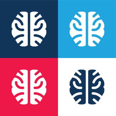 Beyin mavisi ve kırmızı dört renk minimal simge kümesi
