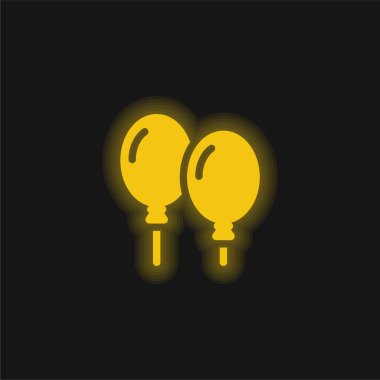 Balonlar sarı parlayan neon simgesi