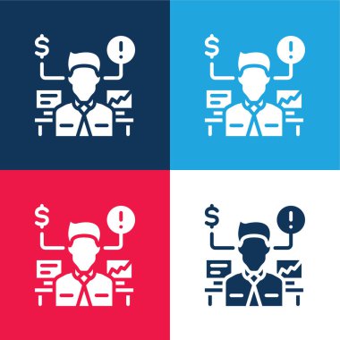 Advisor blue and red four color minimal icon set clipart