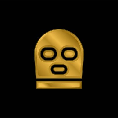 Kar maskeli altın kaplama metalik simge veya logo vektörü