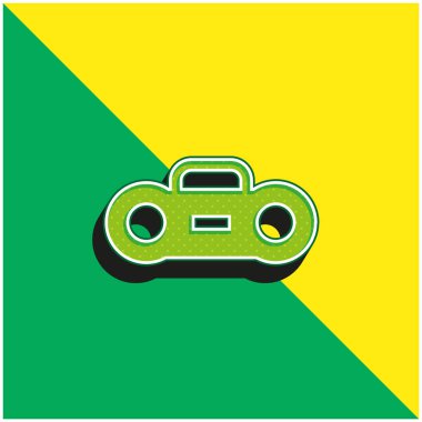 Boombox Yeşil ve sarı modern 3d vektör simgesi logosu