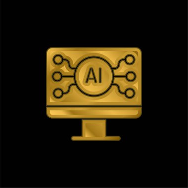 AI altın kaplama metalik simge veya logo vektörü