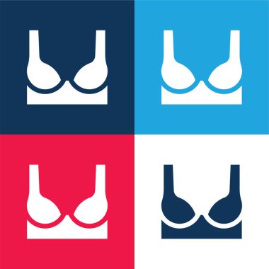 Sütyen mavi ve kırmızı dört renk minimal simge kümesi