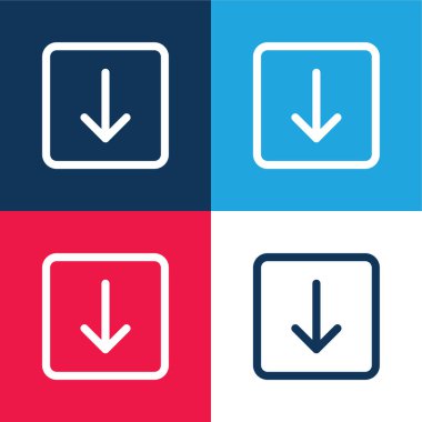 Ok Aşağı mavi ve kırmızı dört renk minimal simge seti