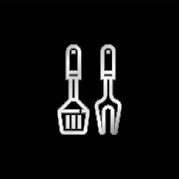 Bbq Equipment silver plated metallic icon