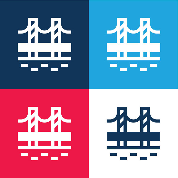 Bridge blue and red four color minimal icon set
