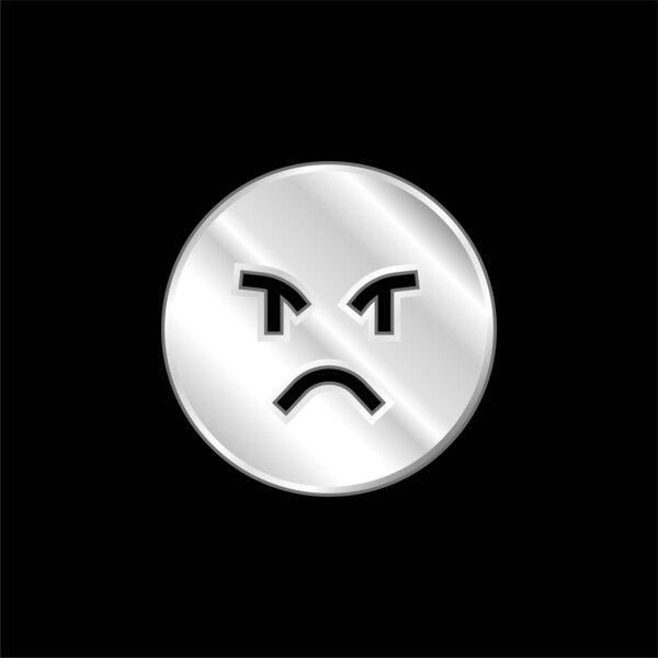 Angry silver plated metallic icon
