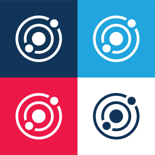 Astronomy blue and red four color minimal icon set