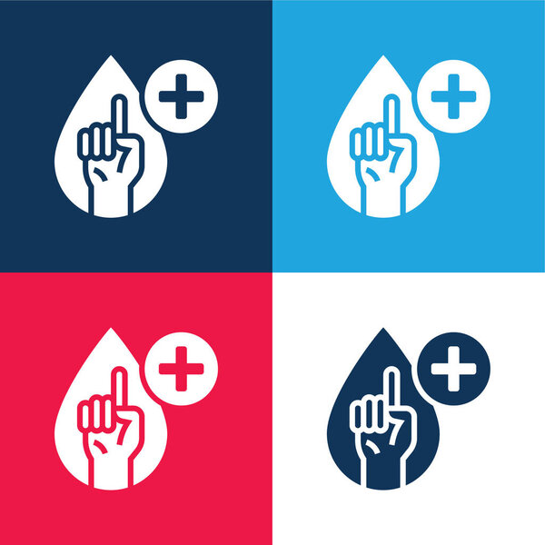 Blood Test blue and red four color minimal icon set
