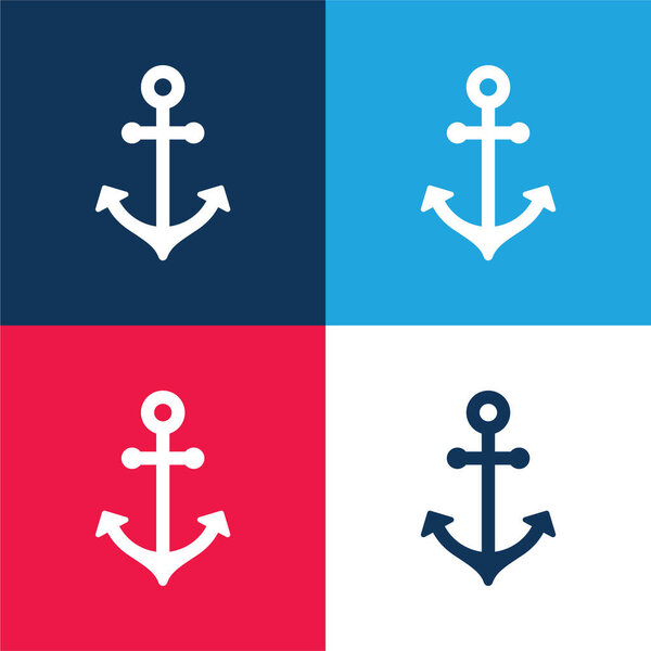 Boat Anchor blue and red four color minimal icon set