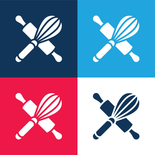 Выпечка синий и красный четыре цвета минимальный набор значков