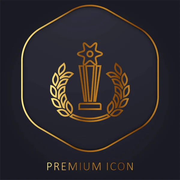 Premio Línea Oro Logotipo Premium Icono — Archivo Imágenes Vectoriales