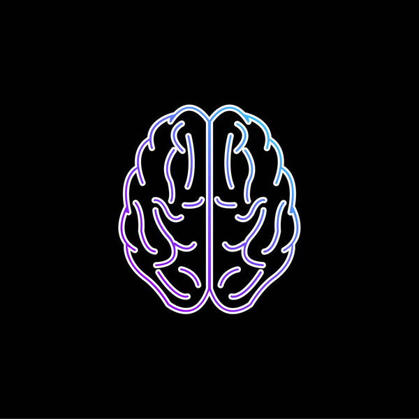 Brain Upper View Outline blue gradient vector icon
