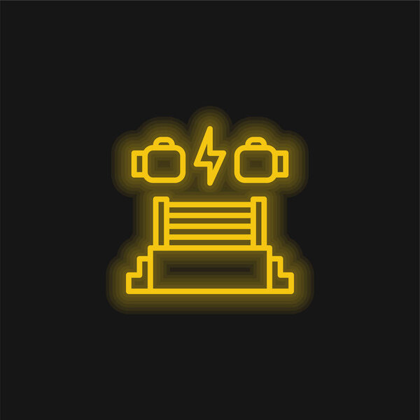 Boxing Ring yellow glowing neon icon
