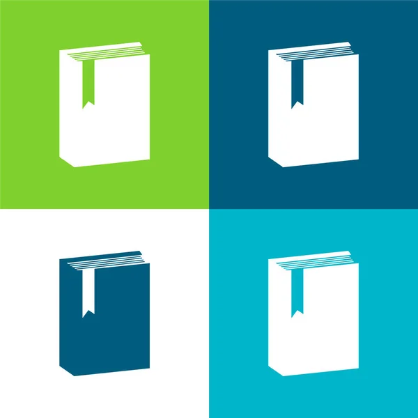 Book With Marker Flat four color minimal icon set