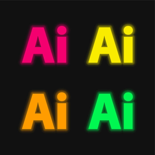 Adobe Illustrator four color glowing neon vector icon