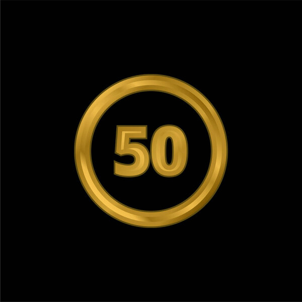 50 Speed Limit Sign gold plated metalic icon or logo vector