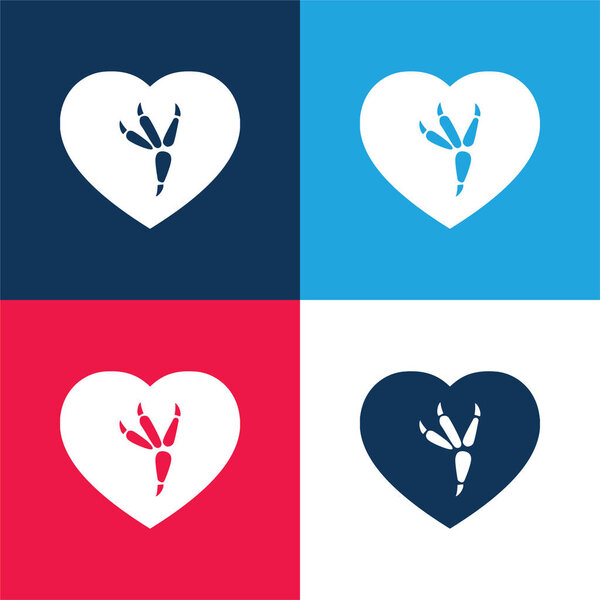 Bird Print blue and red four color minimal icon set