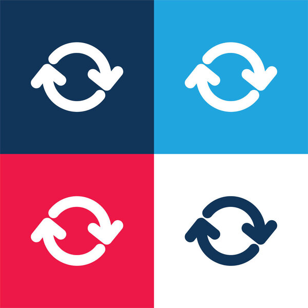 Arrows Circle blue and red four color minimal icon set