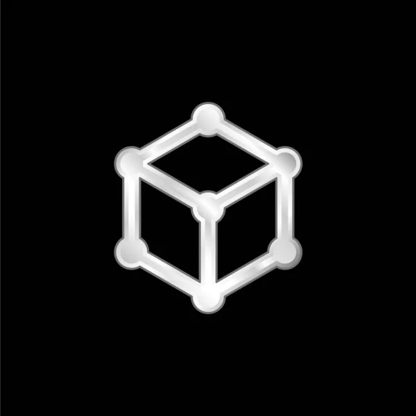 Куб Срібний Металевий Значок — стоковий вектор