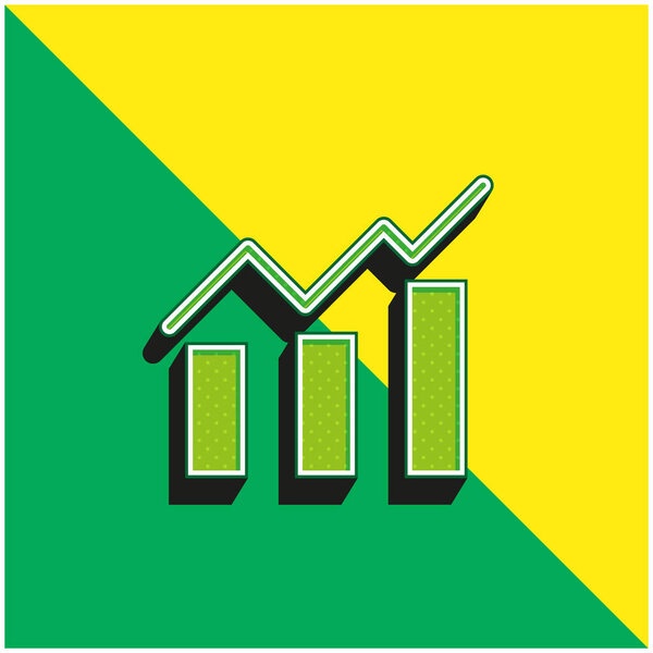 Зеленый и желтый современный 3D логотип векторной иконки