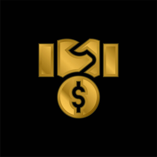 Bribery gold plated metalic icon or logo vector