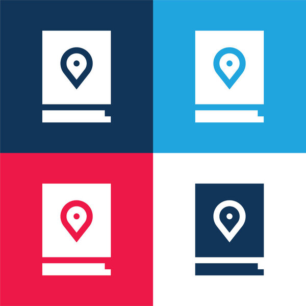 Book blue and red four color minimal icon set