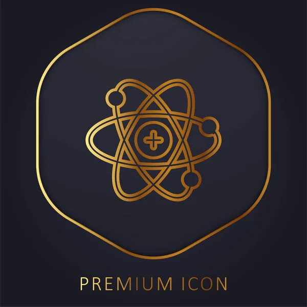 Atom Linha Dourada Logotipo Premium Ícone —  Vetores de Stock