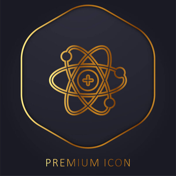Atom golden line premium logo or icon