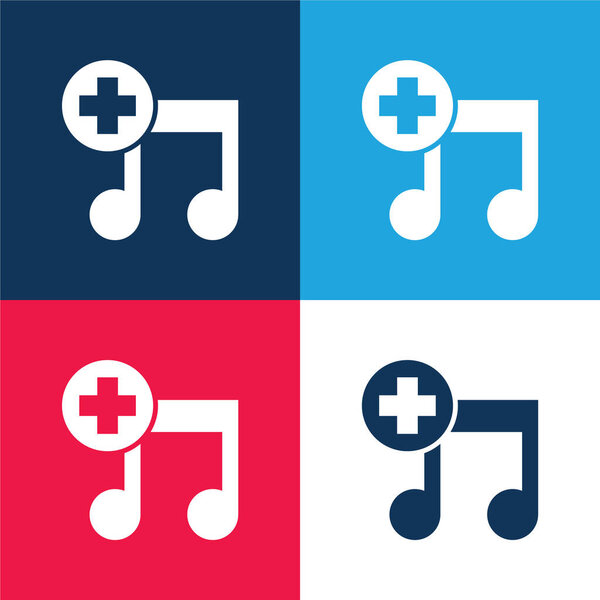 Add A Song Interface Symbol blue and red four color minimal icon set