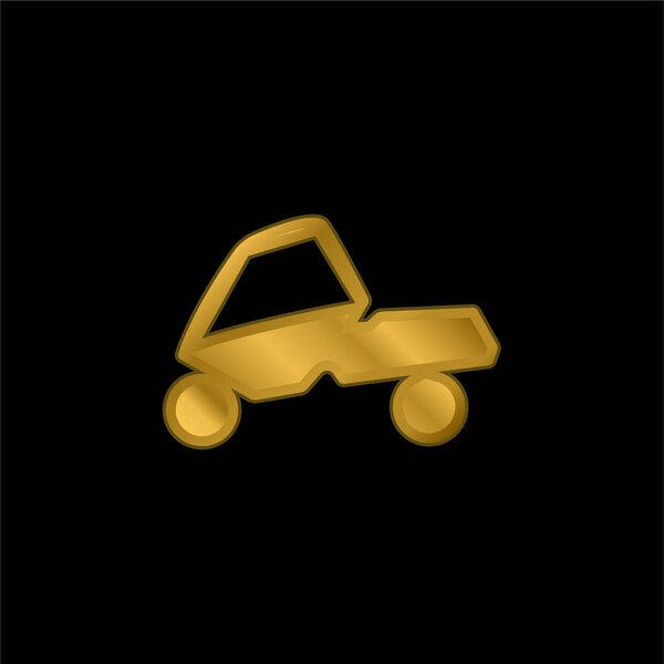 Adventure Sport On A Car gold plated metalic icon or logo vector