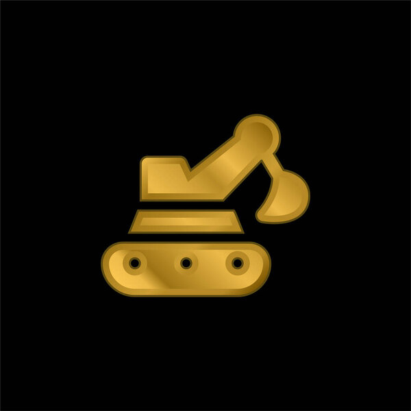 Металлическая иконка или вектор логотипа с обратной лопатой из золота