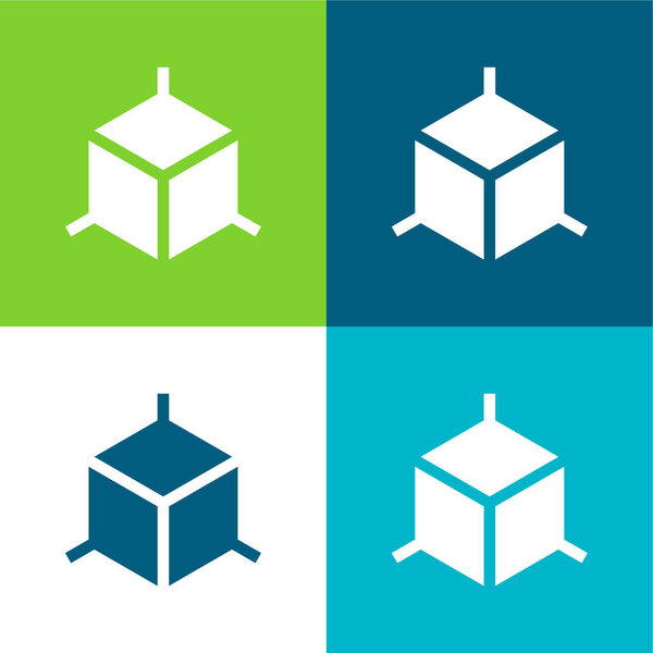 Трехмерная плоская четырехцветная минимальная иконка