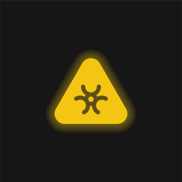 Биоопасный жёлтый светящийся неоновый значок
