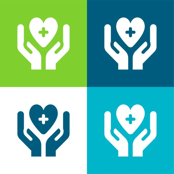 Donazione Sangue Piatto Quattro Colori Set Icona Minima — Vettoriale Stock