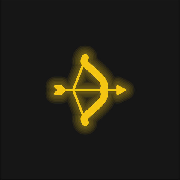 Archery yellow glowing neon icon