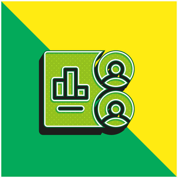 Зрители Зеленый и желтый современный 3D логотип векторной иконки