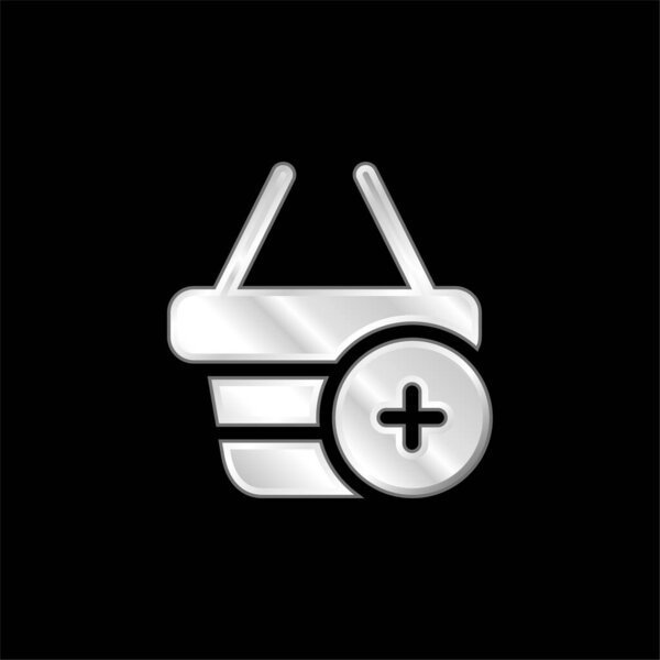 Add To Basket silver plated metallic icon