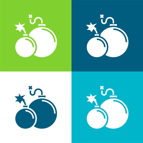 Атомная бомба Плоский четырехцветный минимальный набор значков