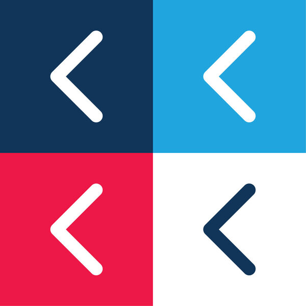 Arrowhead Thin Outline To The Left blue and red four color minimal icon set
