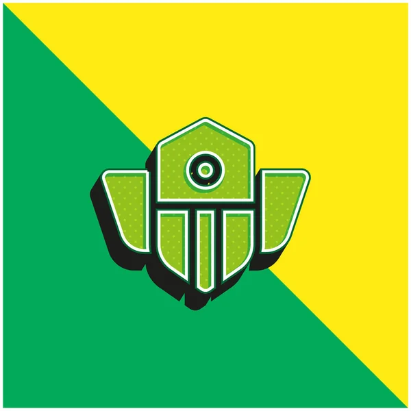 stock vector Badge Green and yellow modern 3d vector icon logo