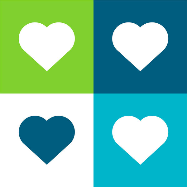 Big Heart Flat four color minimal icon set