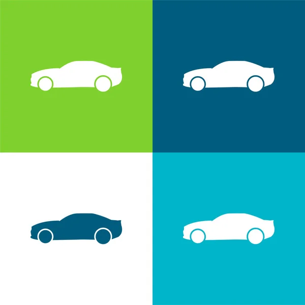 stock vector Black Big Car Side View Flat four color minimal icon set
