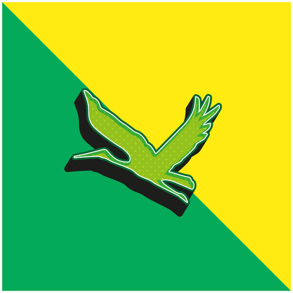 Bird Flying Shape Green and yellow modern 3d vector icon logo