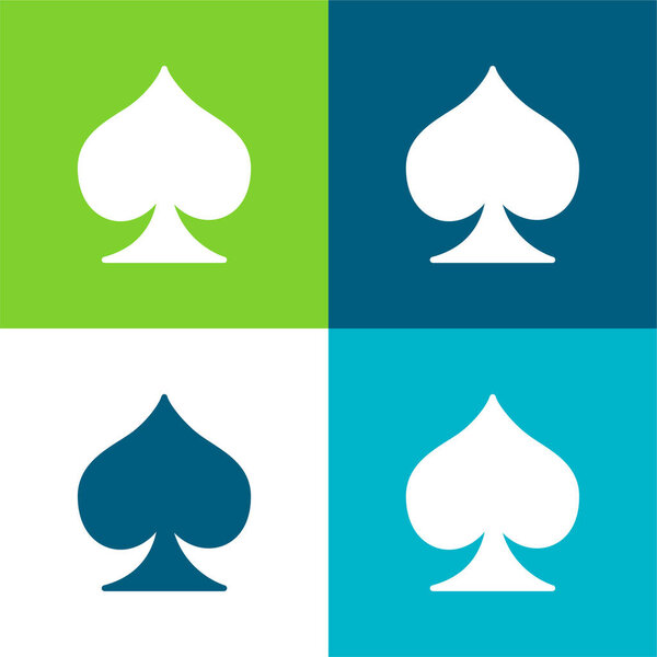 Ace Of Spades Flat four color minimal icon set