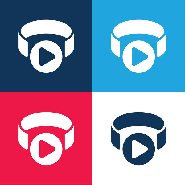 3d Viewer blue and red four color minimal icon set