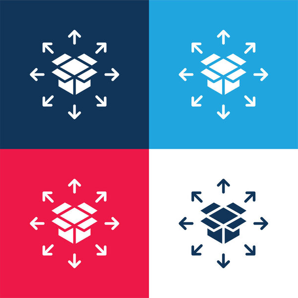 Коробка синий и красный четыре цвета минимальный набор значков