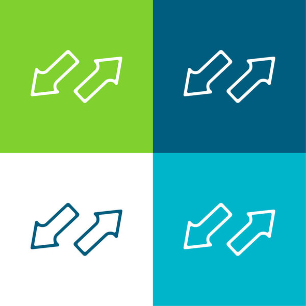 Arrows Couple Pointing Opposite Directions Flat four color minimal icon set