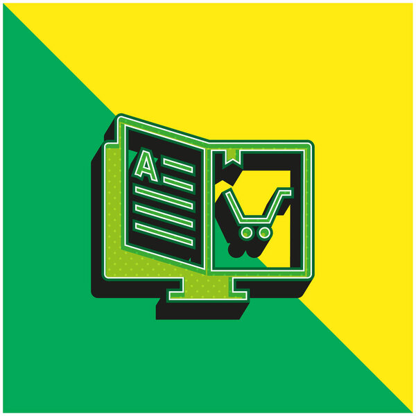 Green and yellow modern 3d vector icon logo