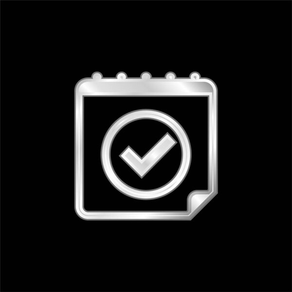 Approved Sign On Calendar Page silver plated metallic icon